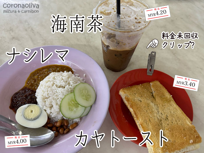計MYR11.60(383円)と満足度高い激安朝食