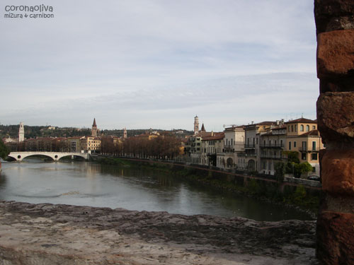 ヴェローナ市街をS字に流れるアディジェ川