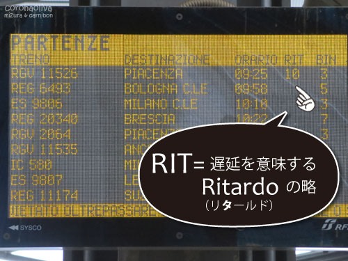 ピアチェンツァ行きがしれっと遅延してやがる