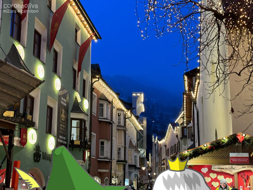 雪がちらつく中、会場を出て目抜き通りを散策